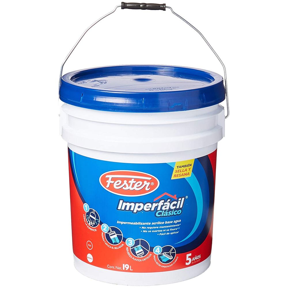 Impermeabilizante Fester 5 Años FESTER IMPERFACIL CLAS 5 AÑOS BLANCO 19L 1627927 - ferreteriabehza
